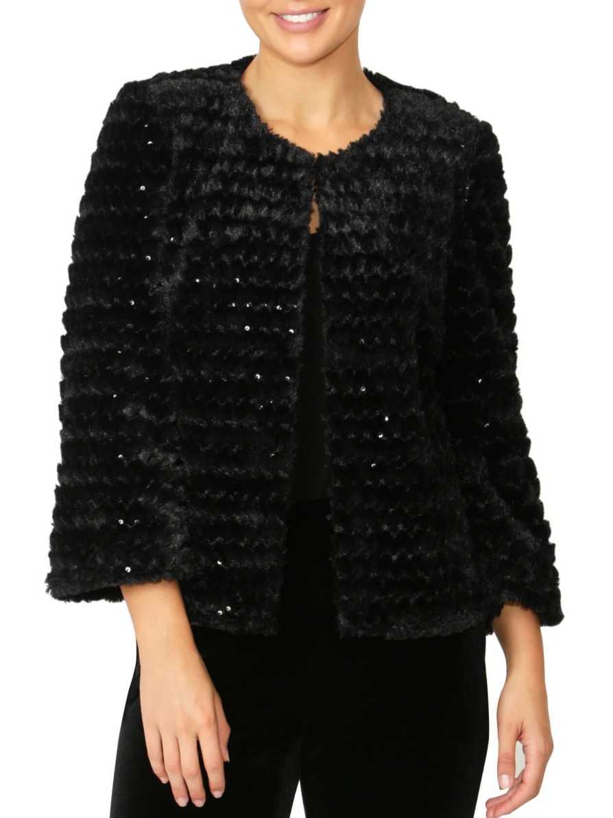 Sale | Anthea Crawford Estelle Faux Fur Jacket Black