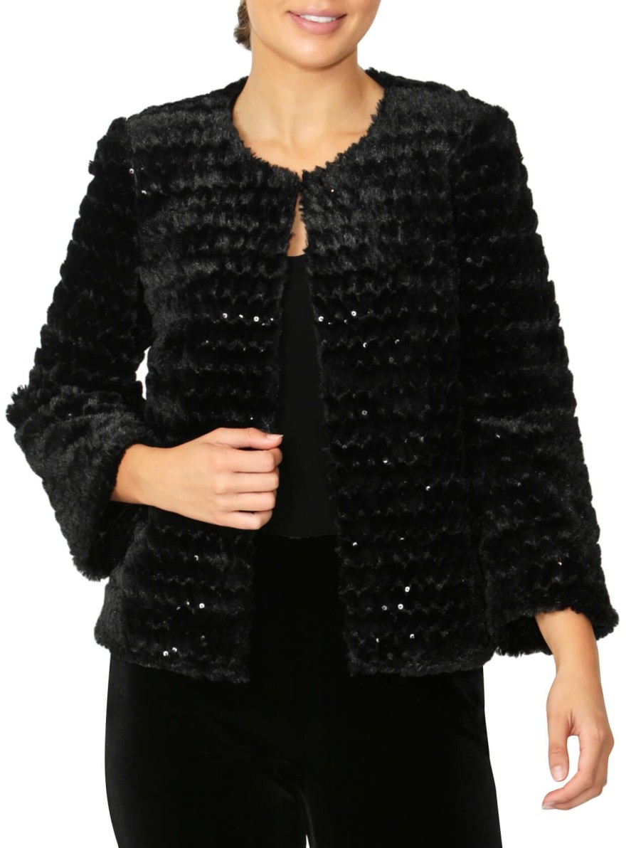 Sale | Anthea Crawford Estelle Faux Fur Jacket Black