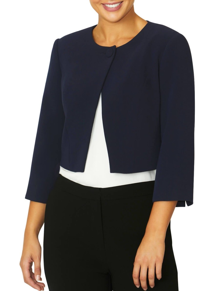 Coats & Jackets | Anthea Crawford Crepe Single Button Jacket Navy