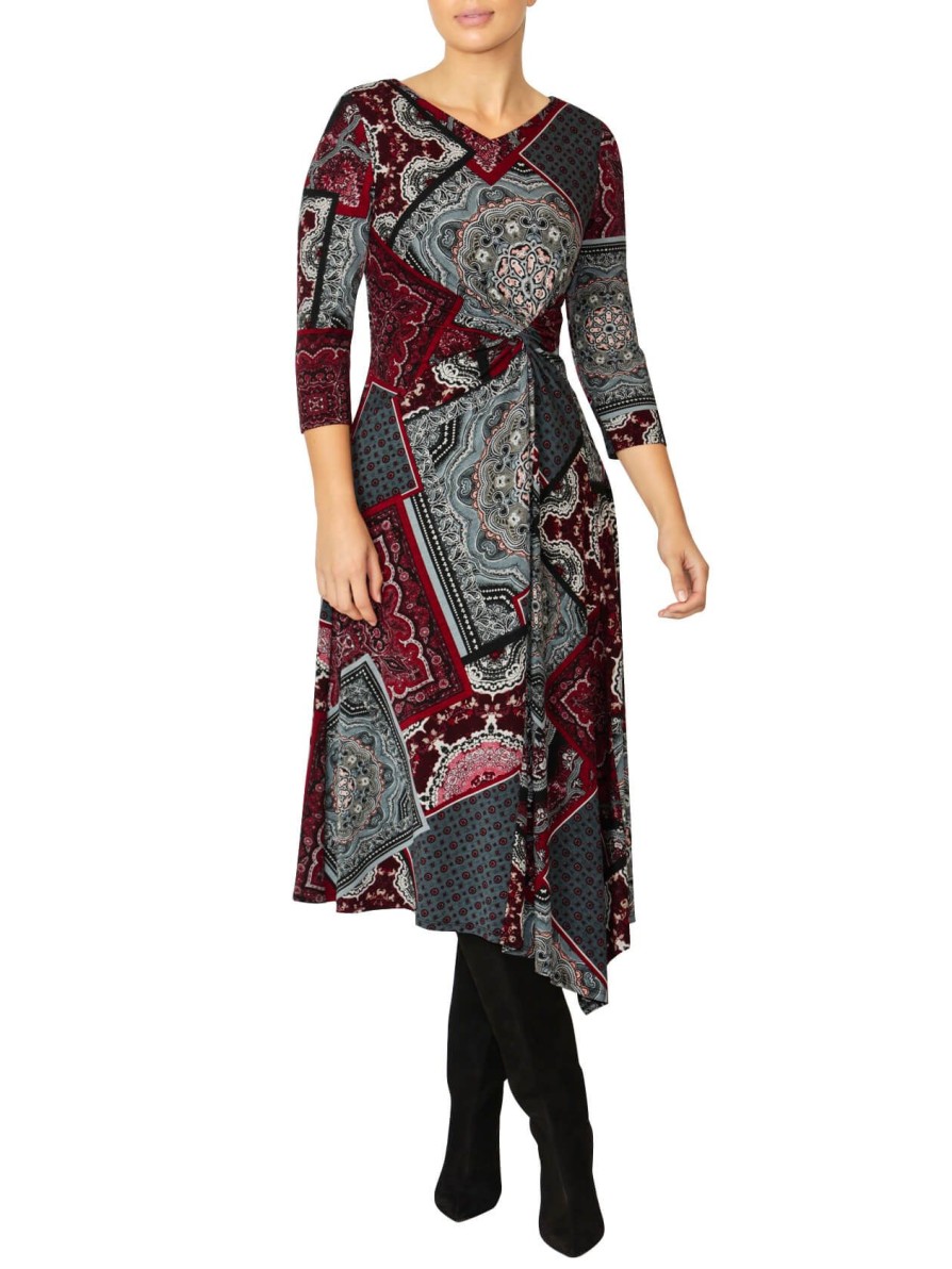 Sale | Anthea Crawford Anderson Red Jersey Dress Paisley