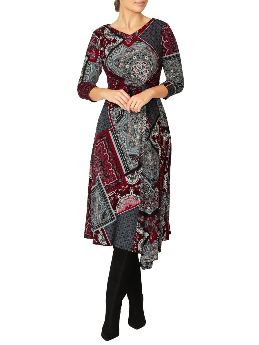 Sale | Anthea Crawford Anderson Red Jersey Dress Paisley