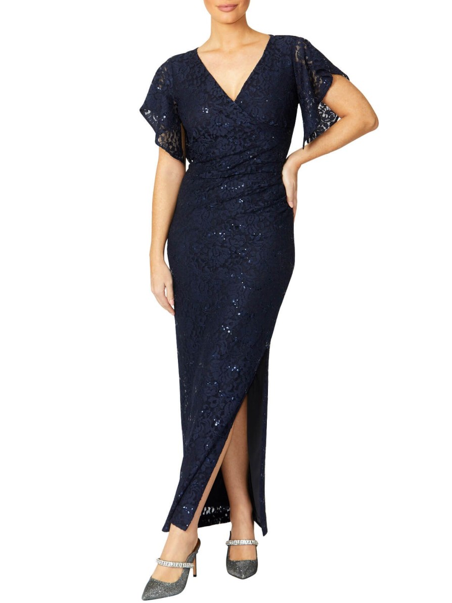 Sale | Anthea Crawford Ella Stretch Lace Gown Navy