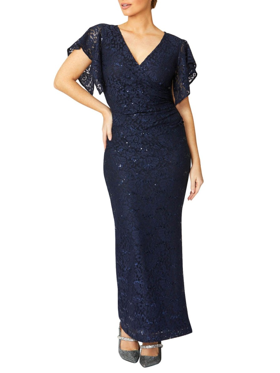 Sale | Anthea Crawford Ella Stretch Lace Gown Navy