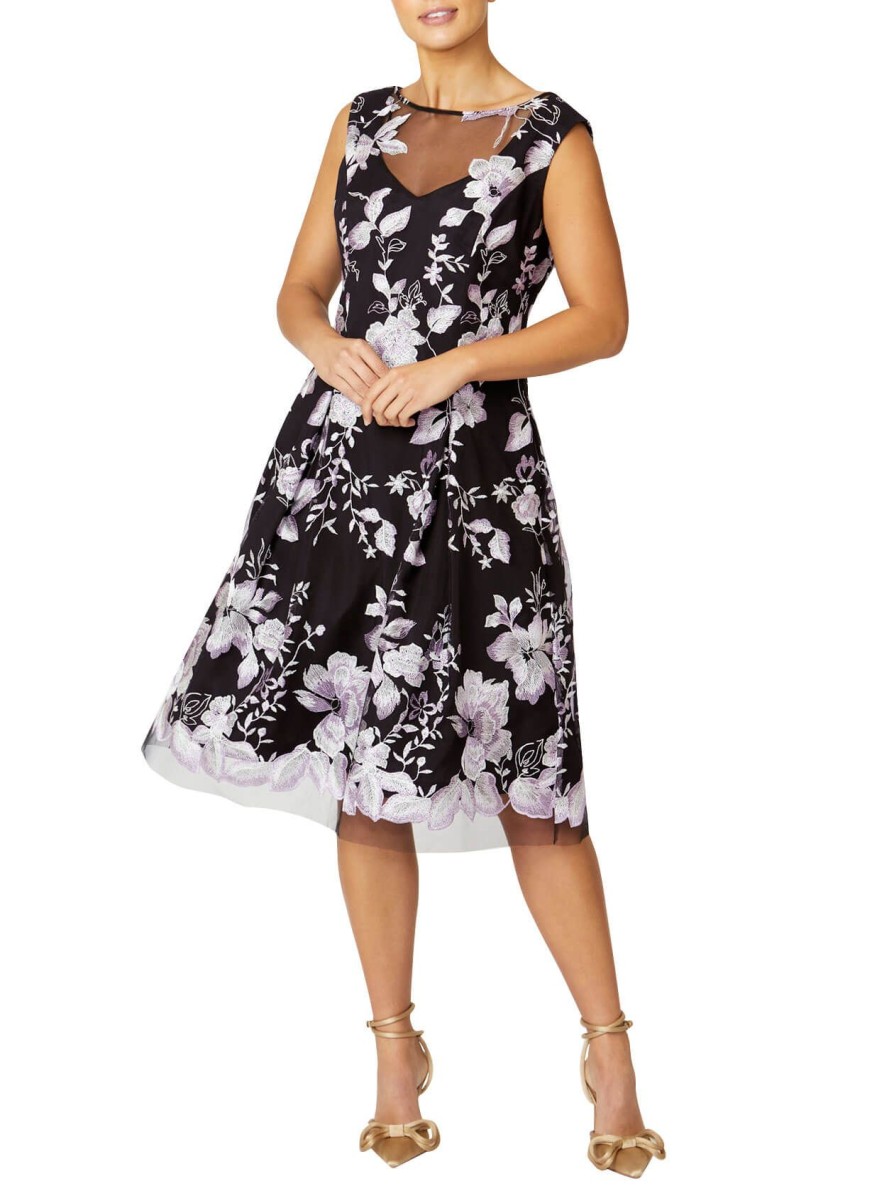 Sale | Anthea Crawford Ophelia Black And Lilac A-Line Dress Black/Lilac