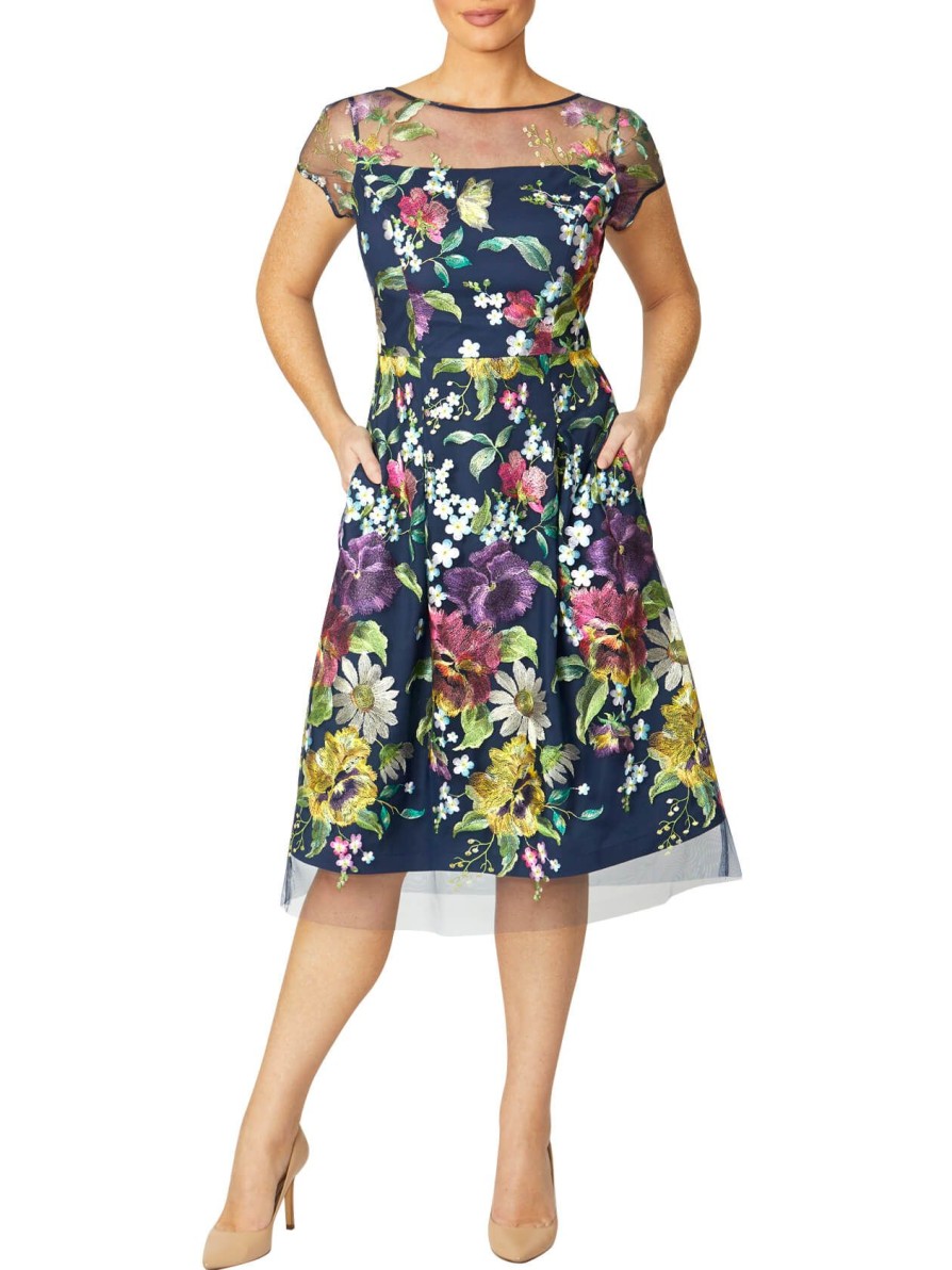 Sale | Anthea Crawford Hannah Floral A-Line Dress Navy