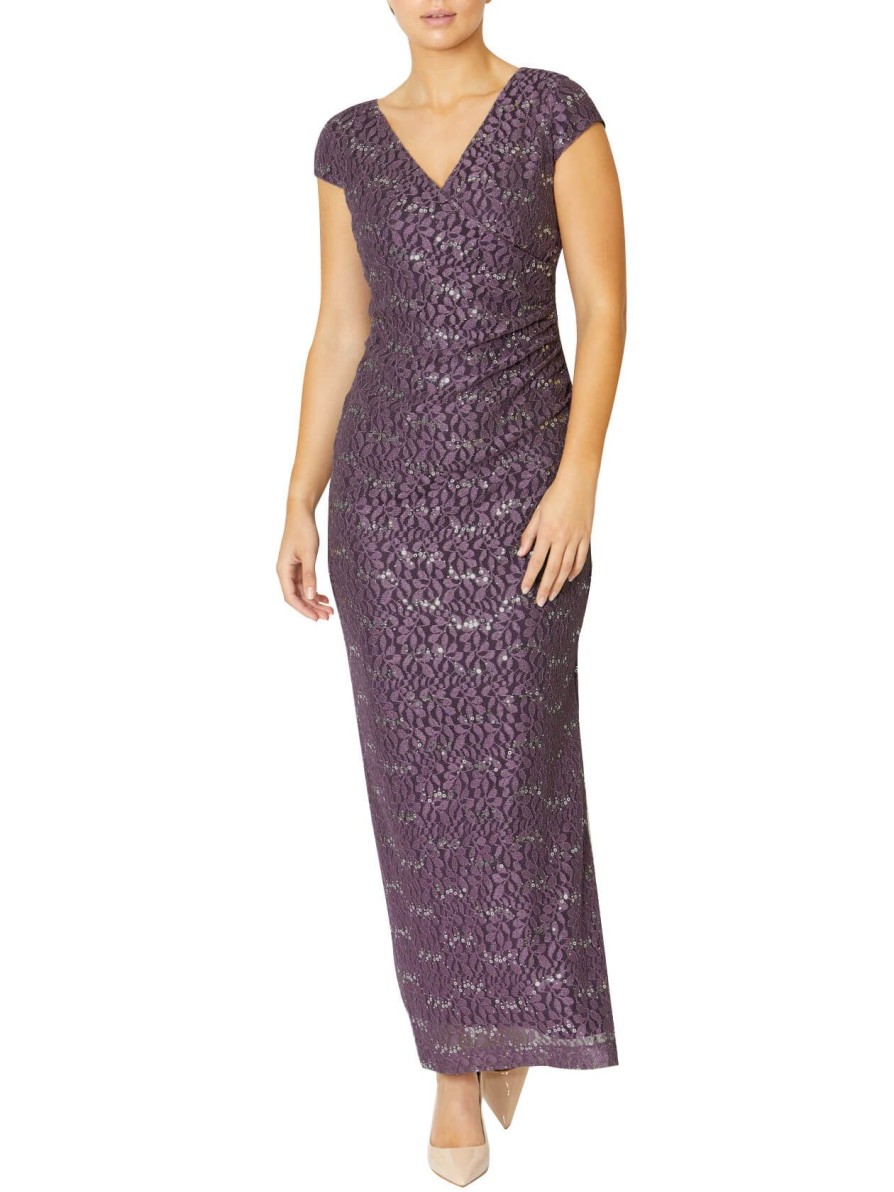 Sale | Anthea Crawford Stella Stretch Lace Gown Violet