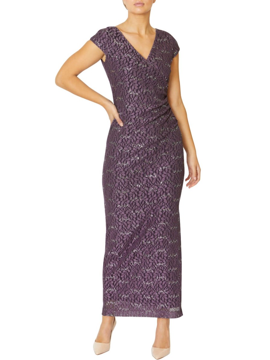 Sale | Anthea Crawford Stella Stretch Lace Gown Violet