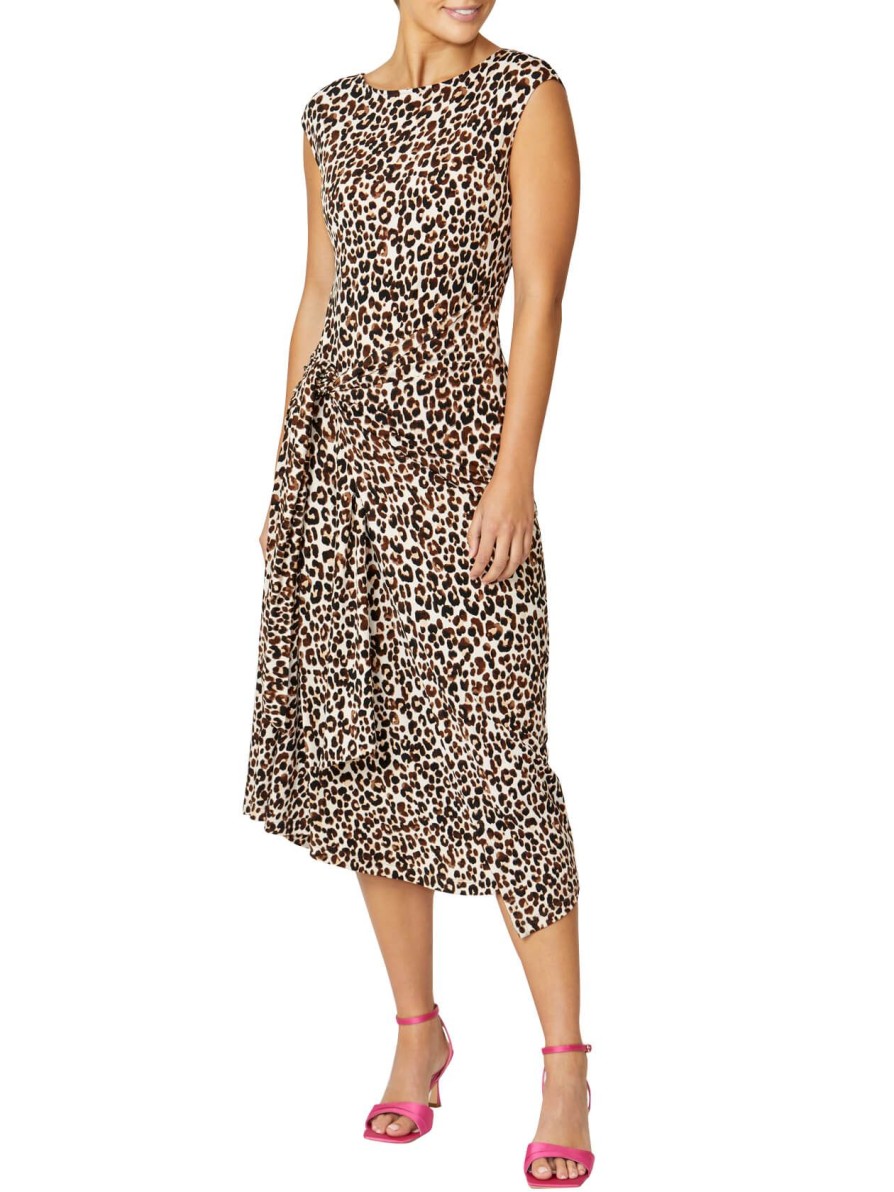 Sale | Anthea Crawford Loren Print Jersey Dress Leopard