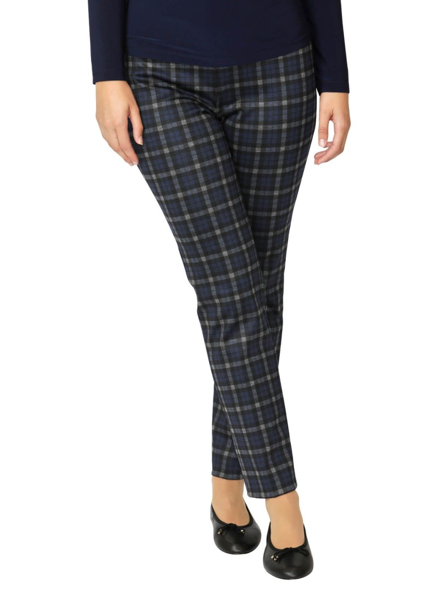 Sale | Anthea Crawford Anna Check Ponti Pant Blue