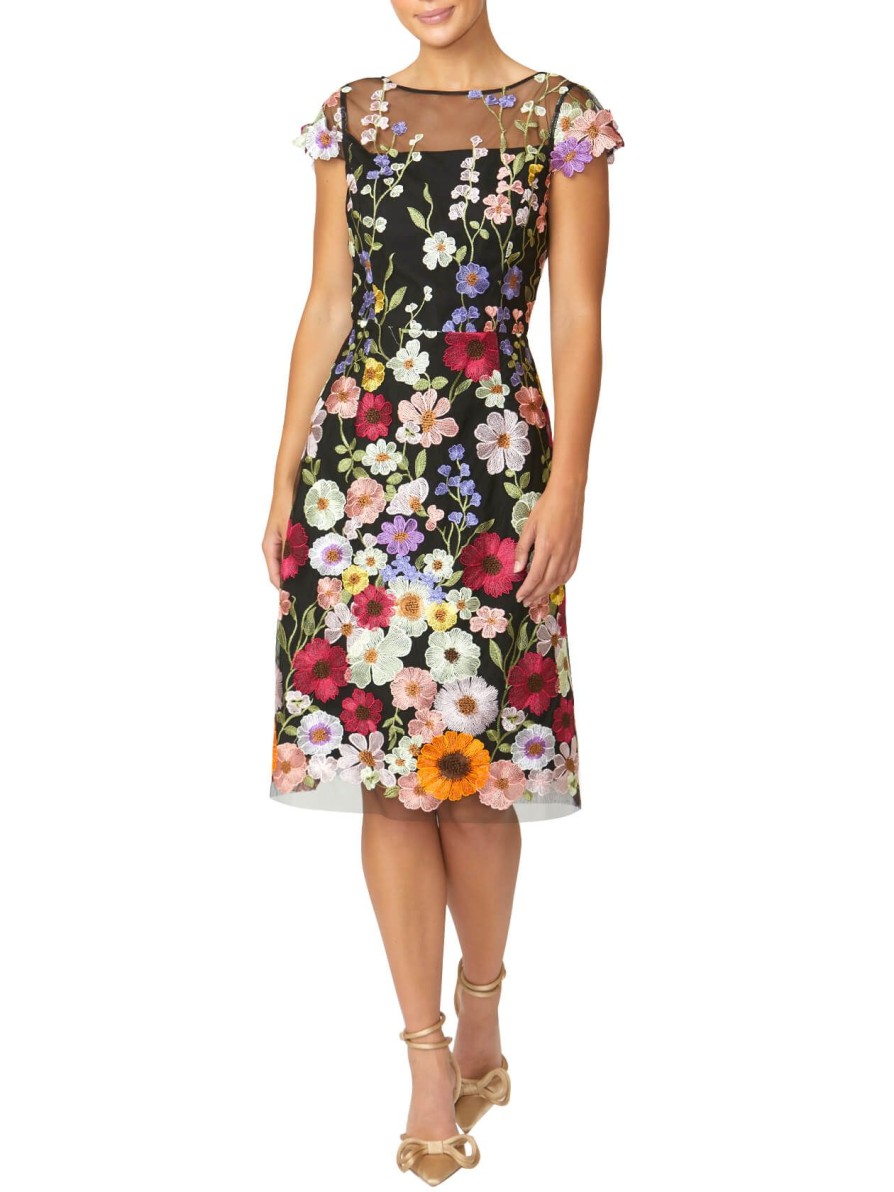 Mother Of The Bride | Anthea Crawford Dahlia Floral A-Line Dress Black