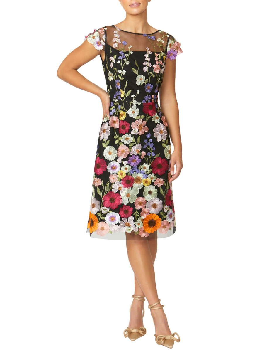 Mother Of The Bride | Anthea Crawford Dahlia Floral A-Line Dress Black