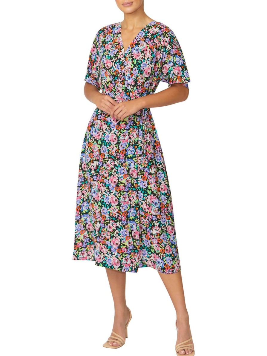 Sale | Anthea Crawford Vera Floral Wrap Dress Multicolour