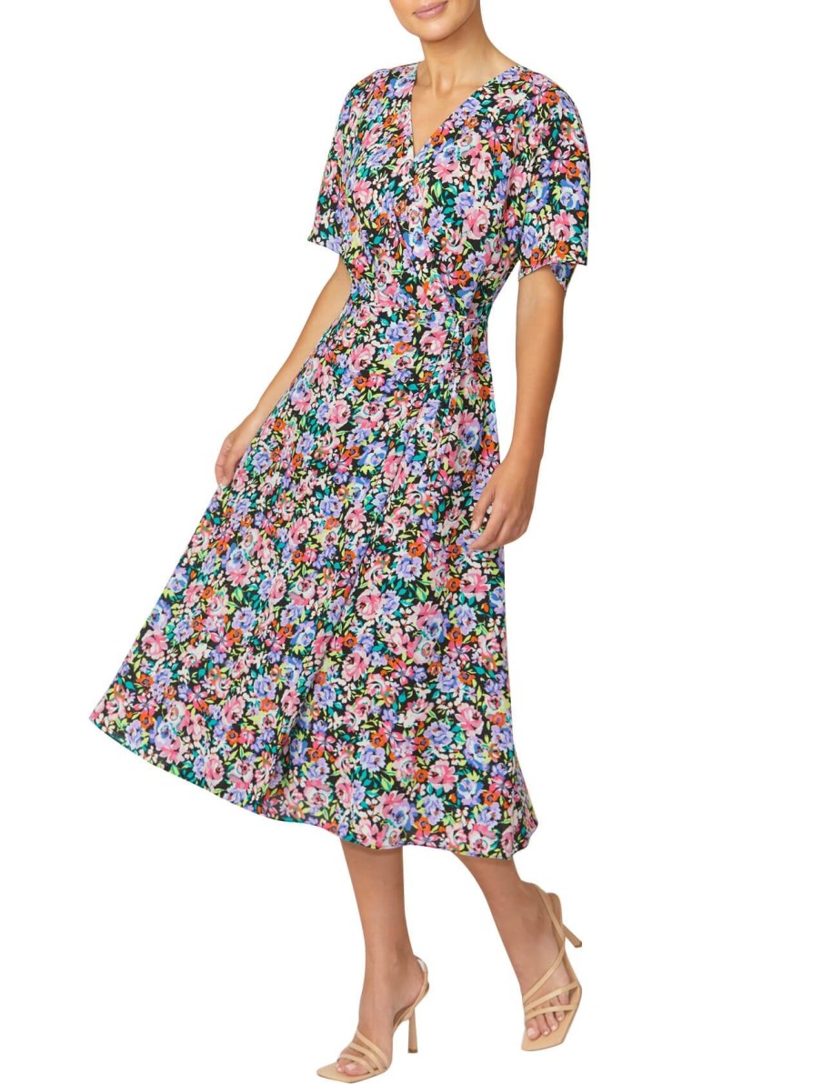 Sale | Anthea Crawford Vera Floral Wrap Dress Multicolour