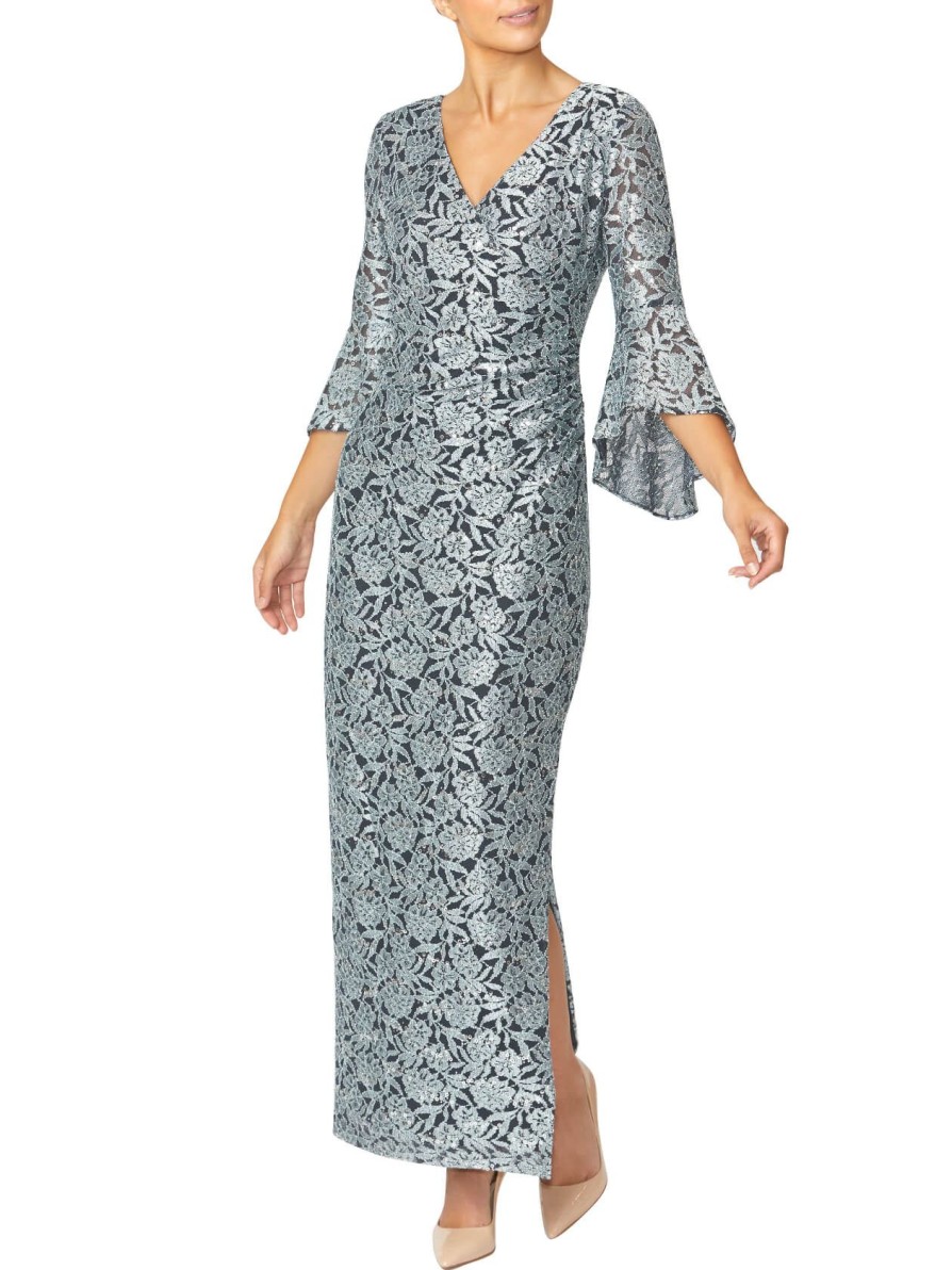 Mother Of The Bride | Anthea Crawford Stella Mint Stretch Lace Gown Navy Mint