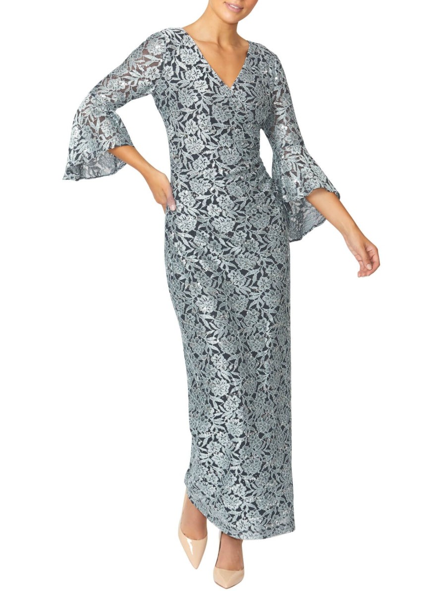 Mother Of The Bride | Anthea Crawford Stella Mint Stretch Lace Gown Navy Mint