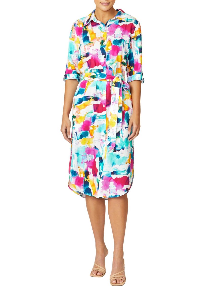 Sale | Anthea Crawford Letty Shirtdress Watercolour