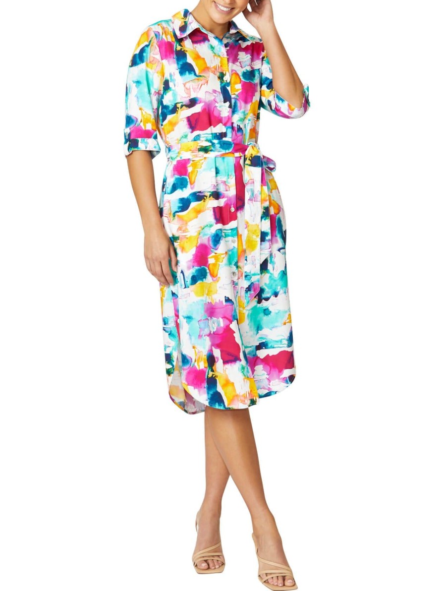 Sale | Anthea Crawford Letty Shirtdress Watercolour