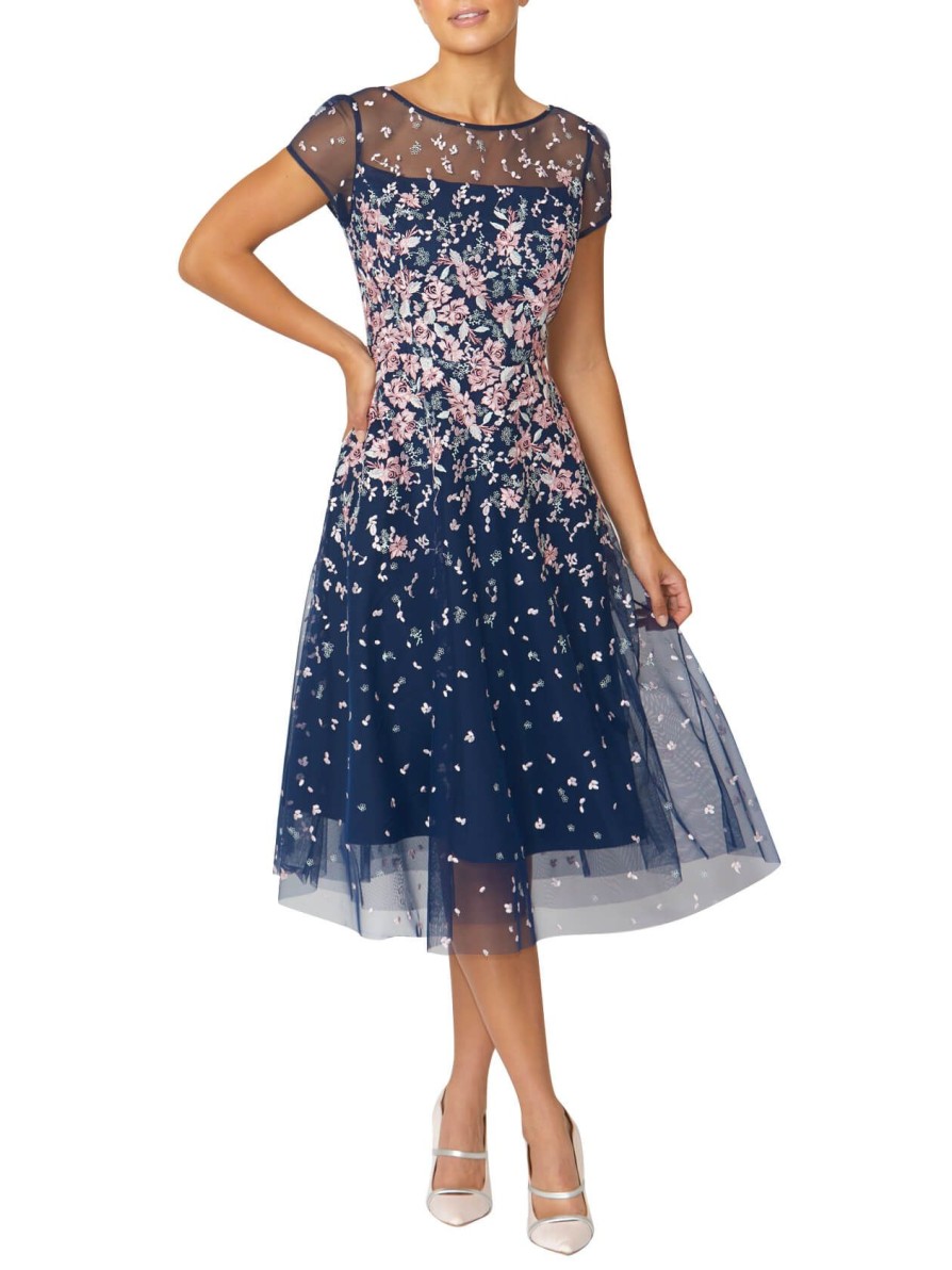 Mother Of The Bride | Anthea Crawford Leila Pink A-Line Dress Navy