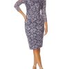 Mother Of The Bride | Anthea Crawford Helena Lilac And Navy Stretch Lace Dress Lilac/Navy