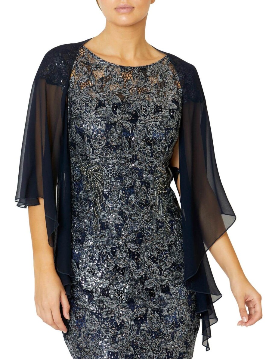 Shrugs | Anthea Crawford Dark Silk Shrug Navy