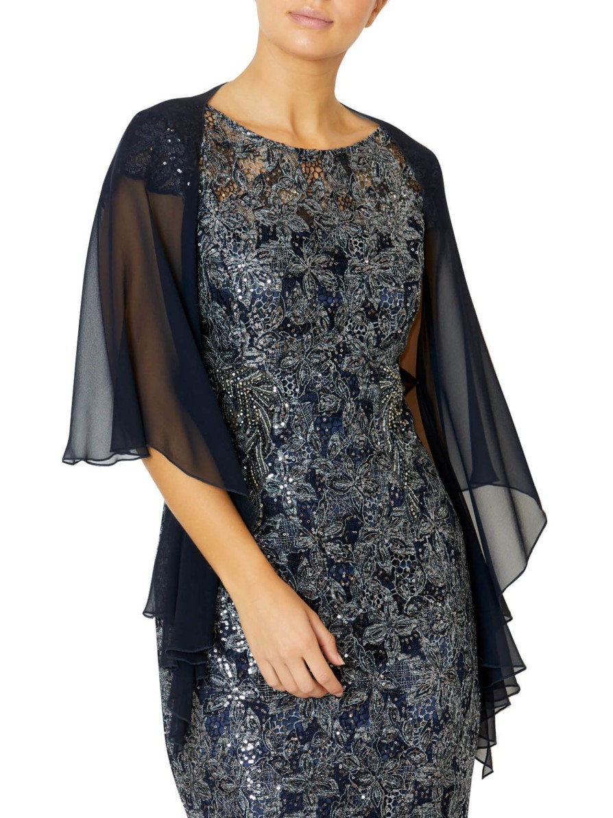 Shrugs | Anthea Crawford Dark Silk Shrug Navy