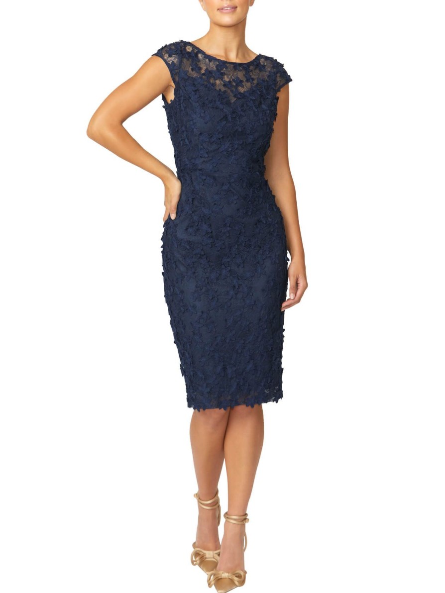 Mother Of The Bride | Anthea Crawford Heidi Embroidered Shift Dress Navy