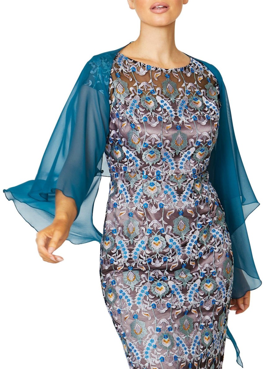 Sale | Anthea Crawford Blue Silk Shrug Petrol