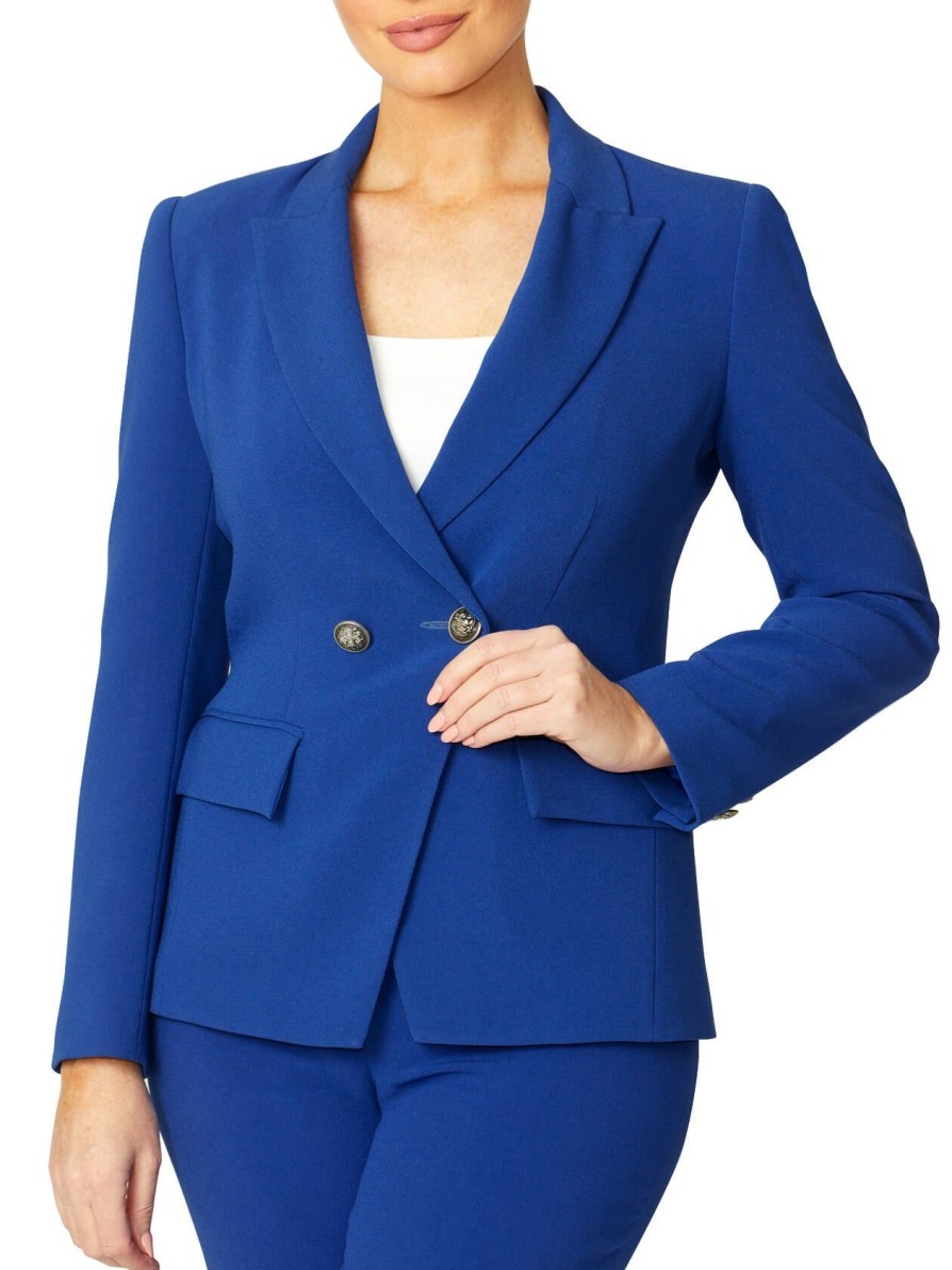 Sale | Anthea Crawford Vanessa Double-Breasted Jacket Cobalt