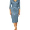 Sale | Anthea Crawford Aurelia Blue Stretch Lace Dress Steel