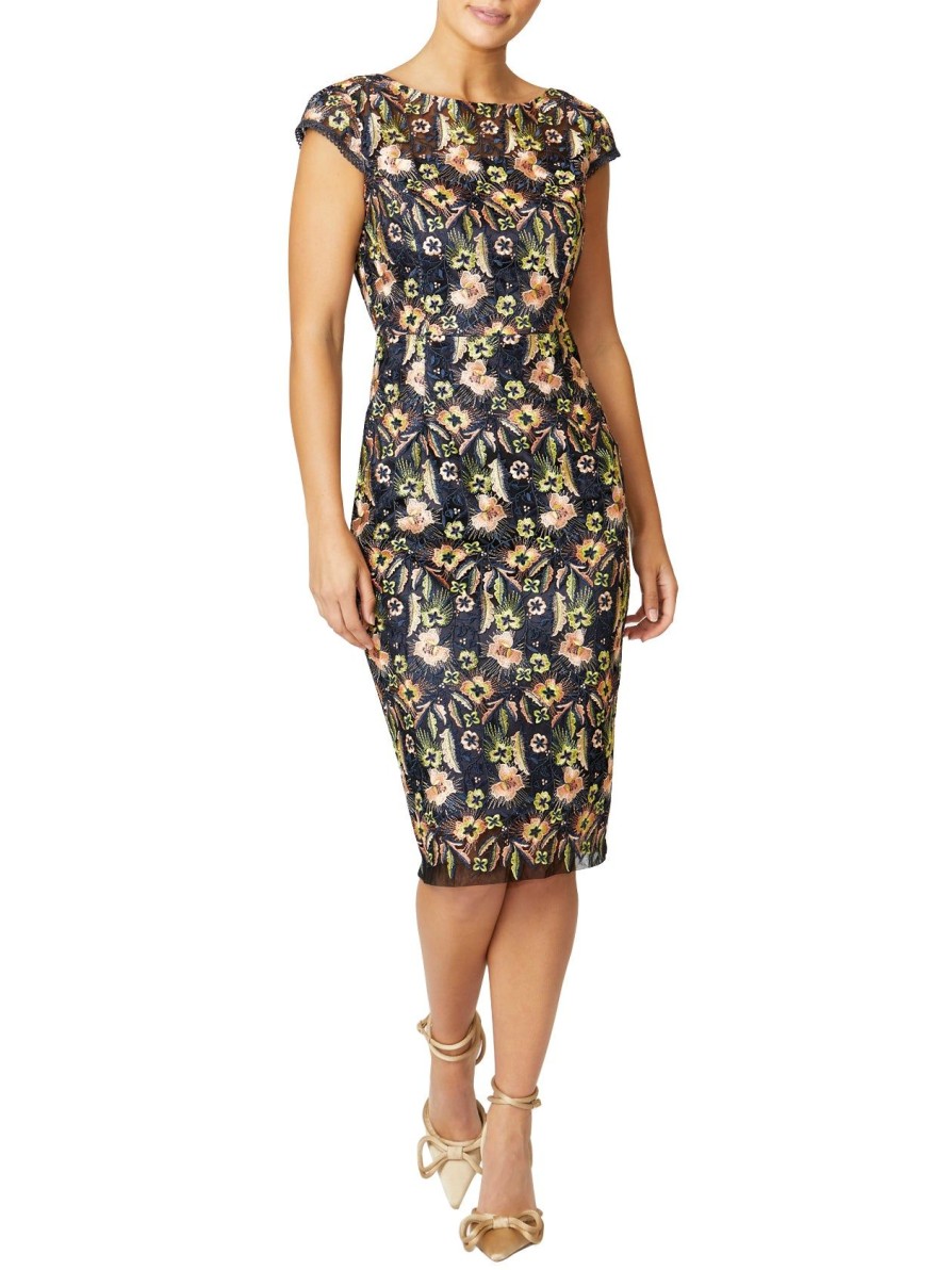 Sale | Anthea Crawford Claire Navy Embroidered Shift Dress Navy Multi