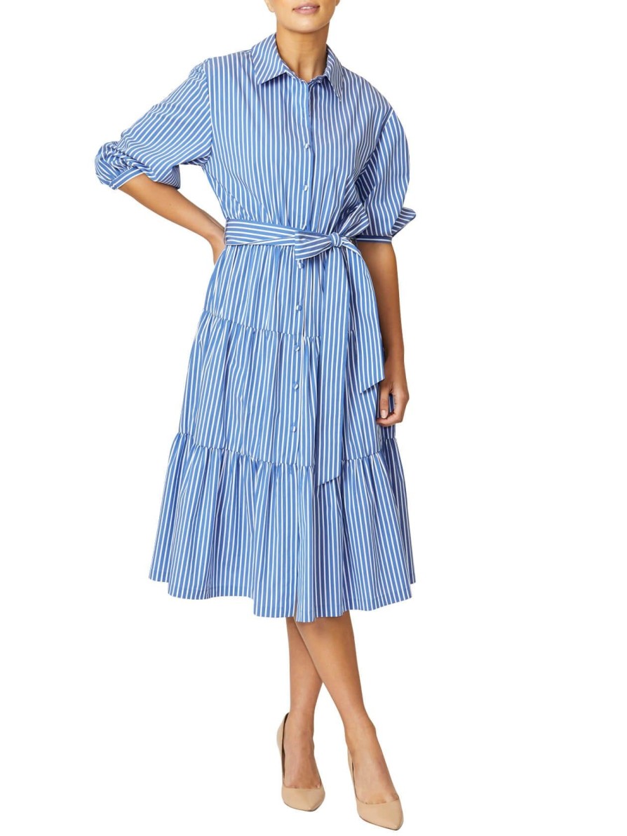 Sale | Anthea Crawford Emma Striped Shirtdress Blue And White