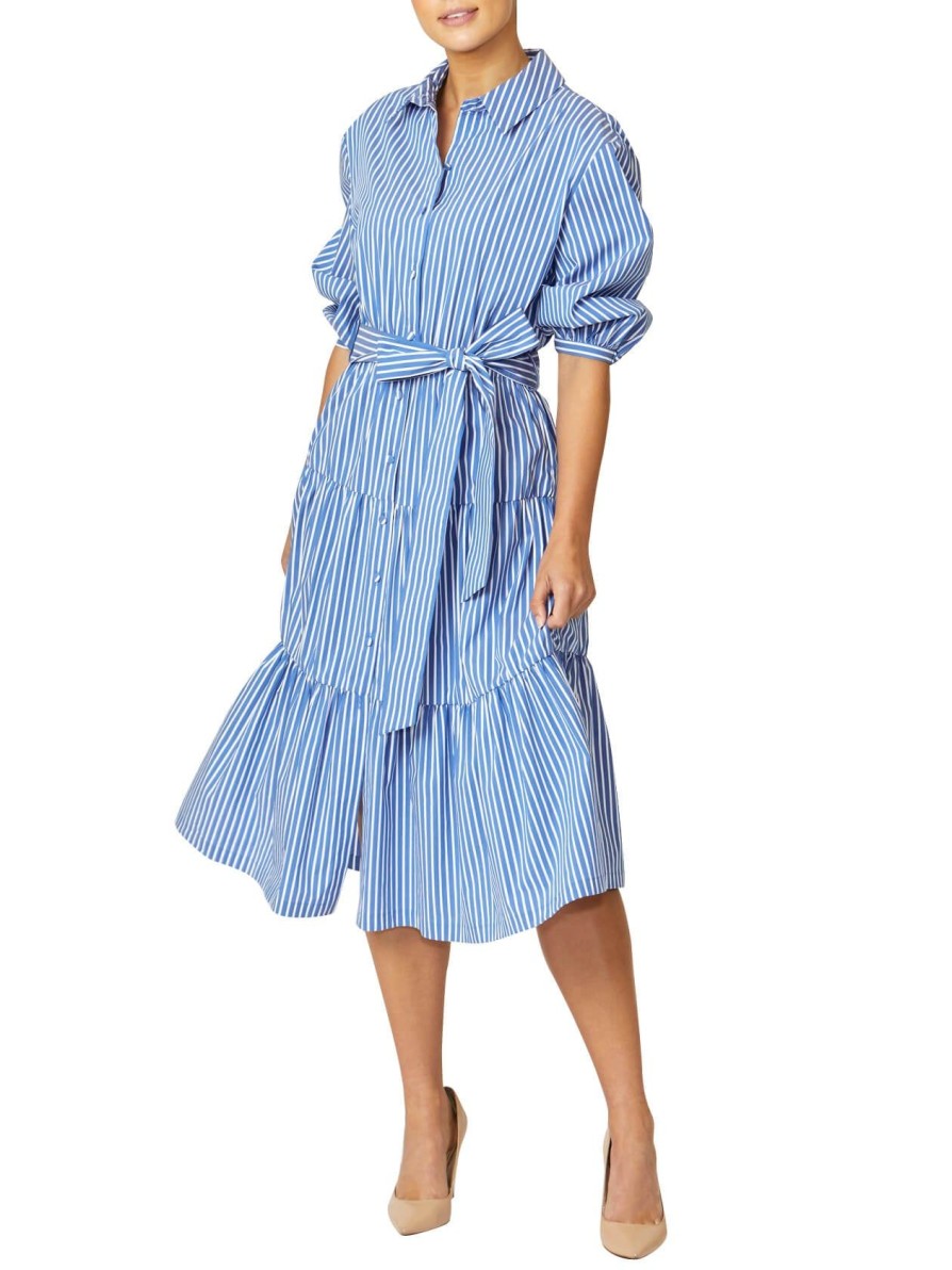 Sale | Anthea Crawford Emma Striped Shirtdress Blue And White