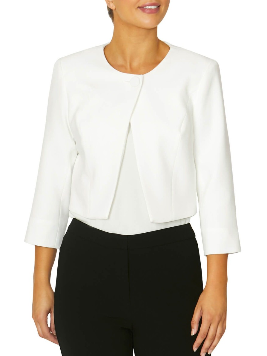 Coats & Jackets | Anthea Crawford Crepe Single Button Jacket Ivory