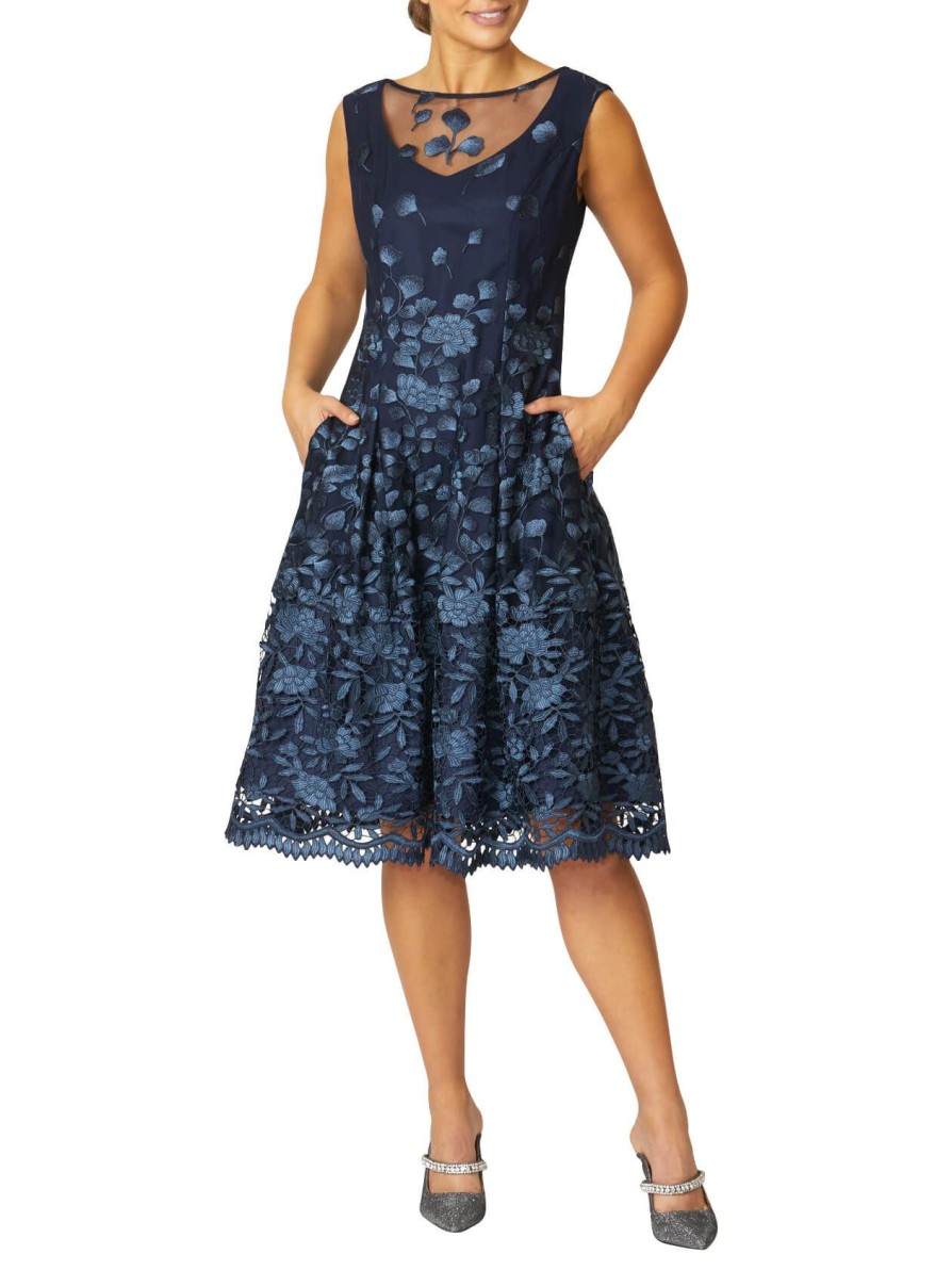 Sale | Anthea Crawford Titania A-Line Dress Navy