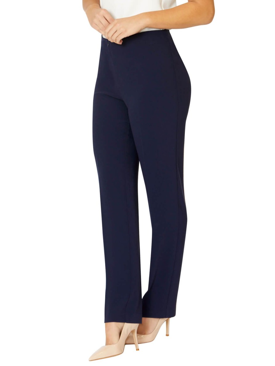 Pants | Anthea Crawford Crepe Straight Leg Pant Navy