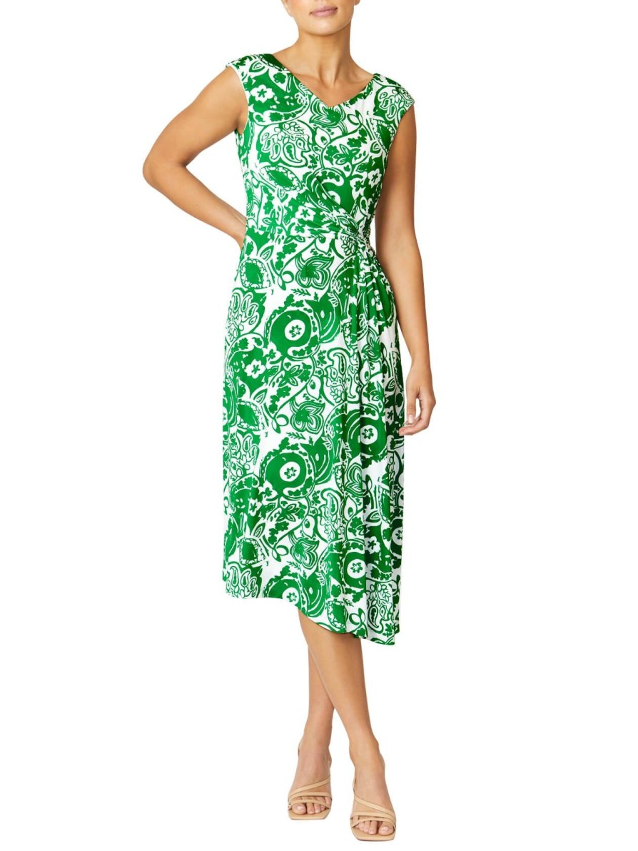 Sale | Anthea Crawford Tiffany Paisley Jersey Dress Green Paisley